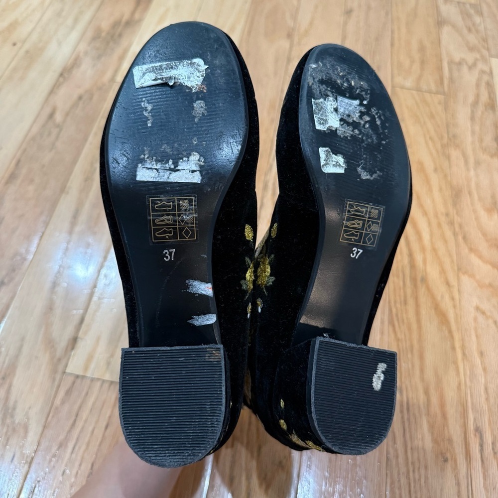 Topshop Floral Embroidered Black Ankle boots size 37 - Picture 2 of 7